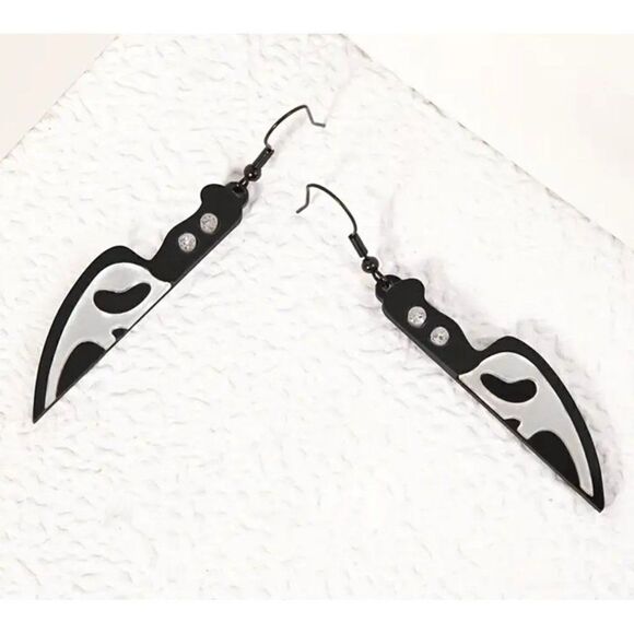 New! Scream Ghost Face Knife Dangle Earrings Jewelry Horror! - Picture 3 of 5